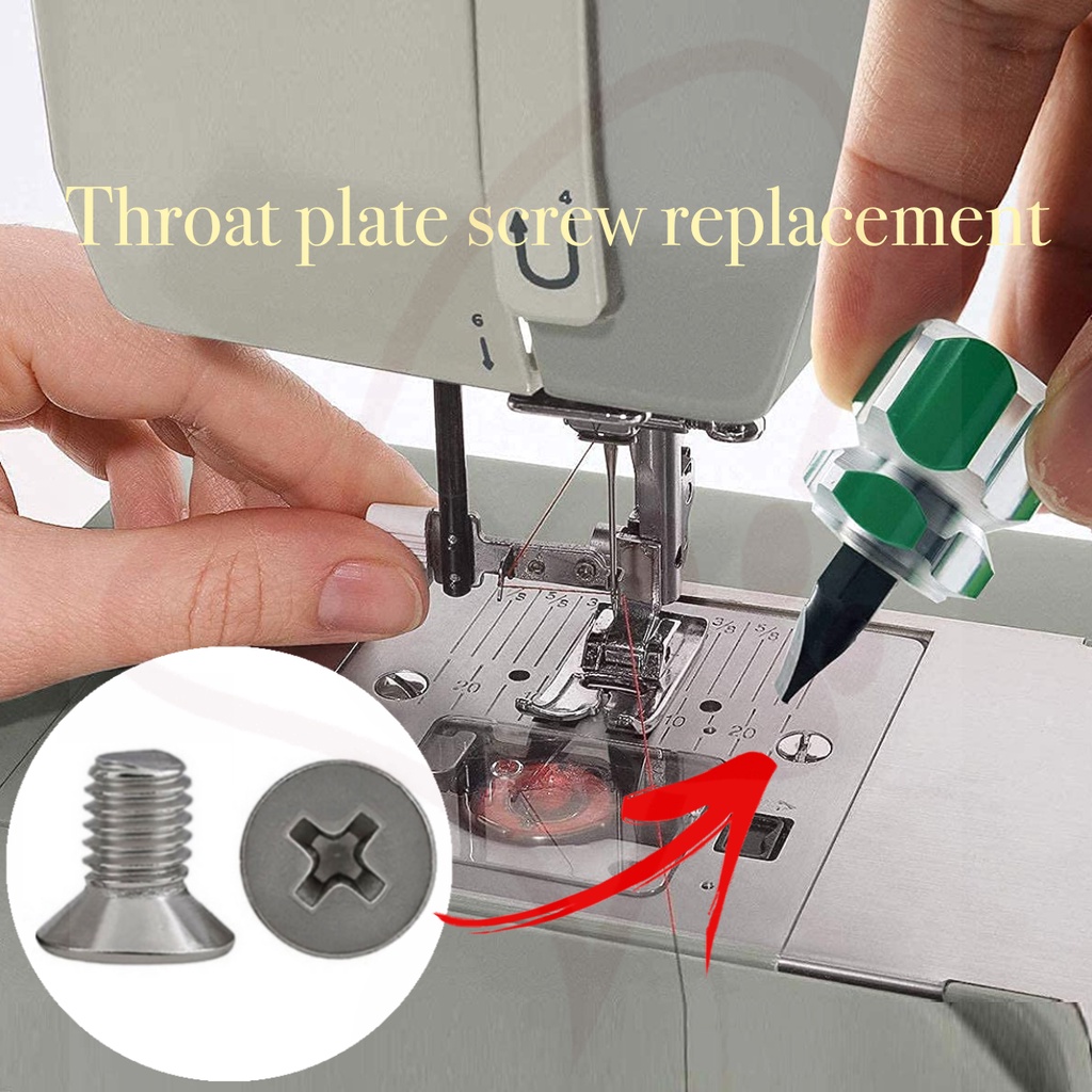 Portable sewing machine throat plate screw parts for Brother, Janome