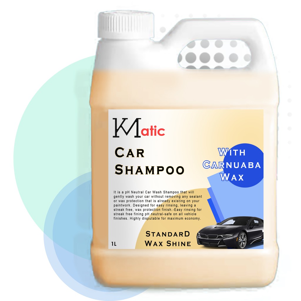 Kmatic Car Shampoo Wax Finish (Standard) 1 Liter with Carnauba Wax