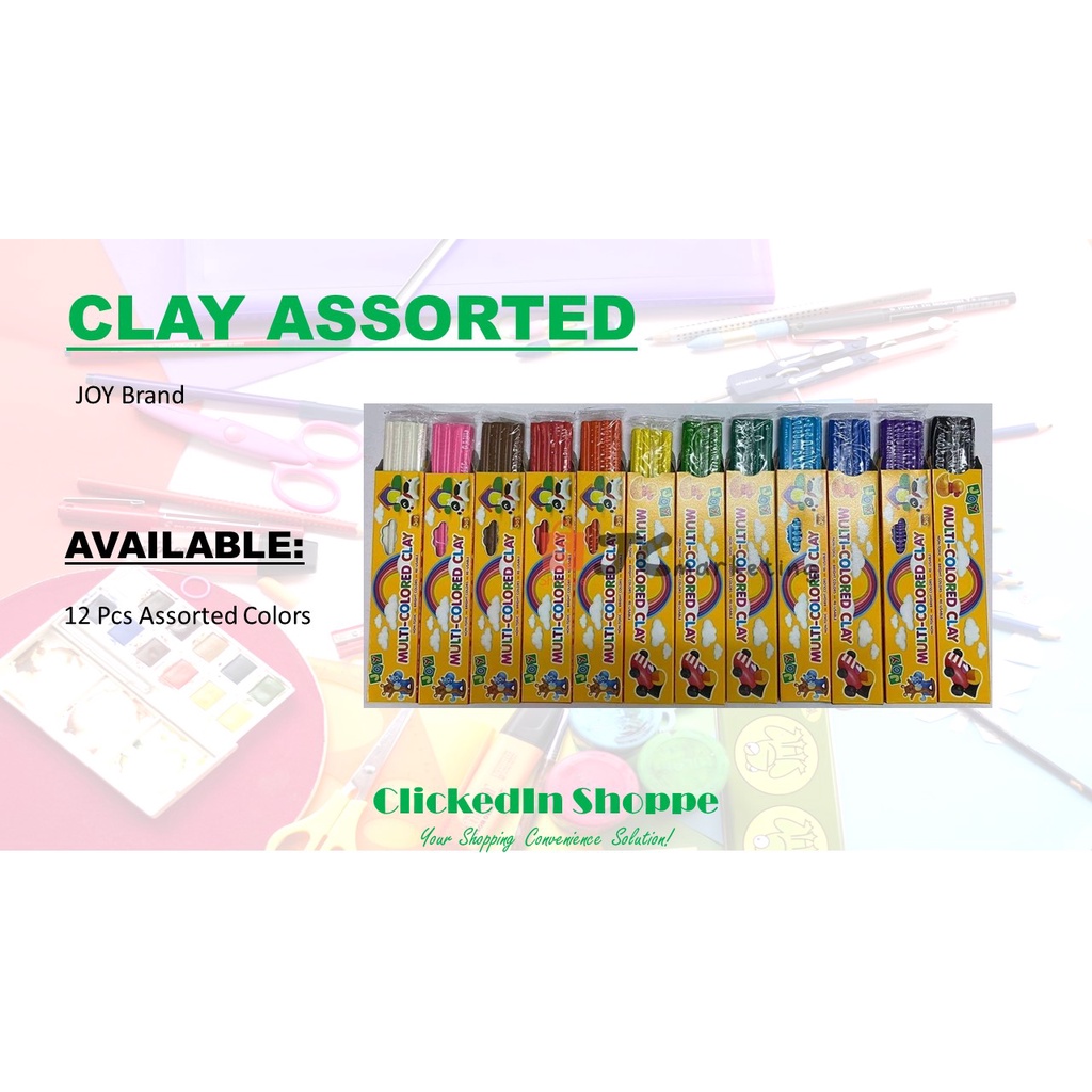 JOY MultiColored Clay 12 Pcs Assorted Colors Bright Colored Clay Art Supplies Stationery