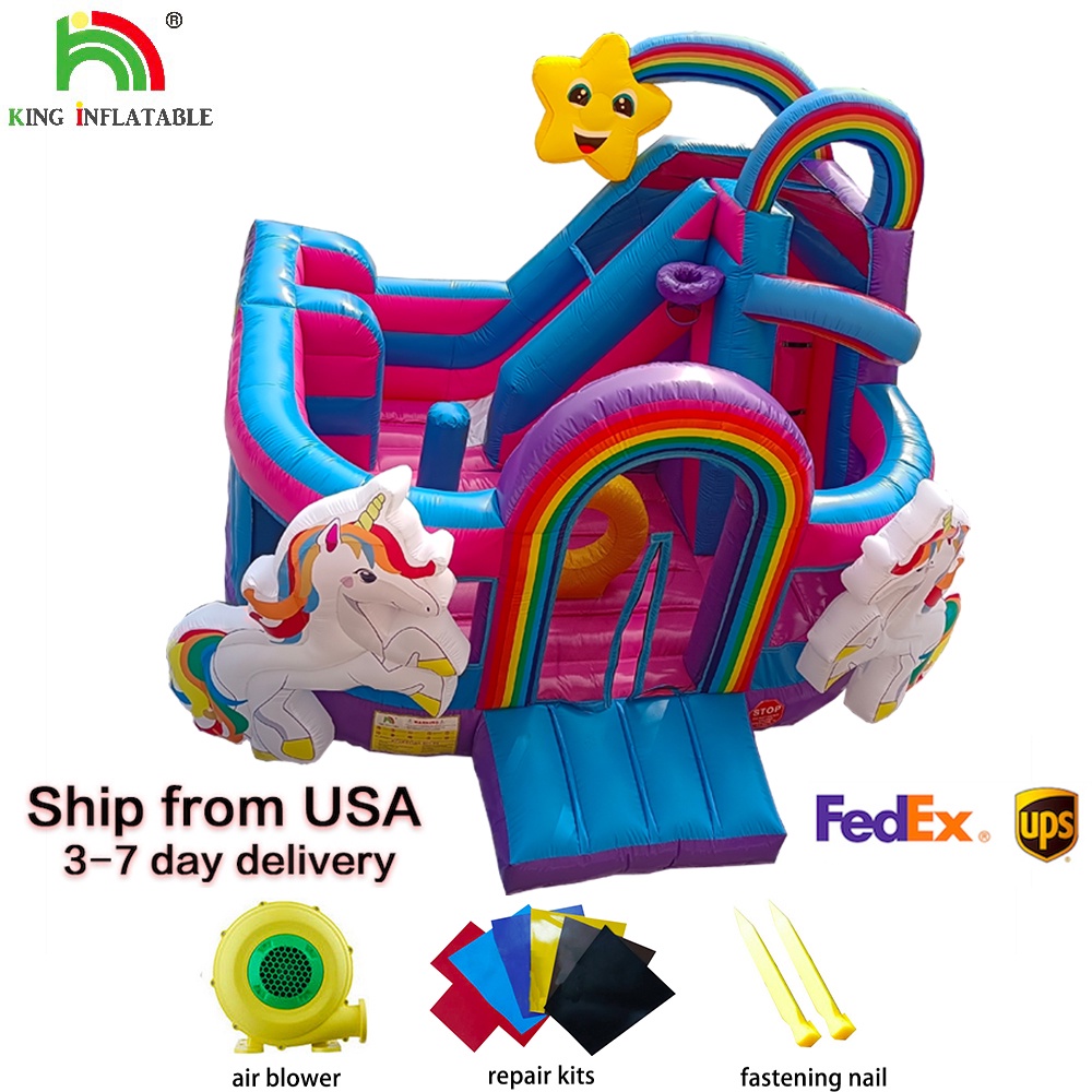13ft Unicorn Inflatable Bounce House Slide PVC Blower Inflation Bouncy