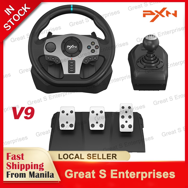 PXN V9 PC Driving Wheel, 900 Degree Vibration Racing Steering Wheel Set