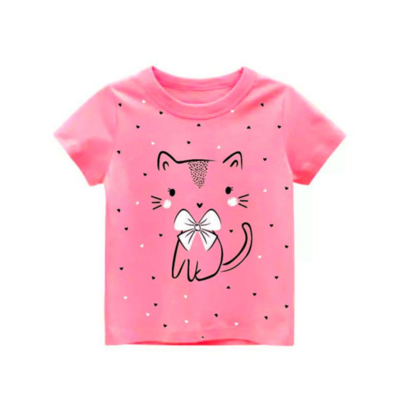 Cute Cat Print Girls TShirt Shopee Philippines