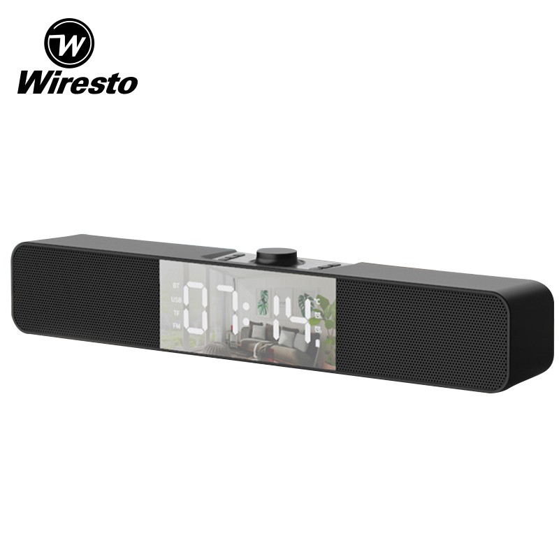 Wiresto Wireless Bluetooth MultiMedia Speakers Dual Alarm Clock Mirror