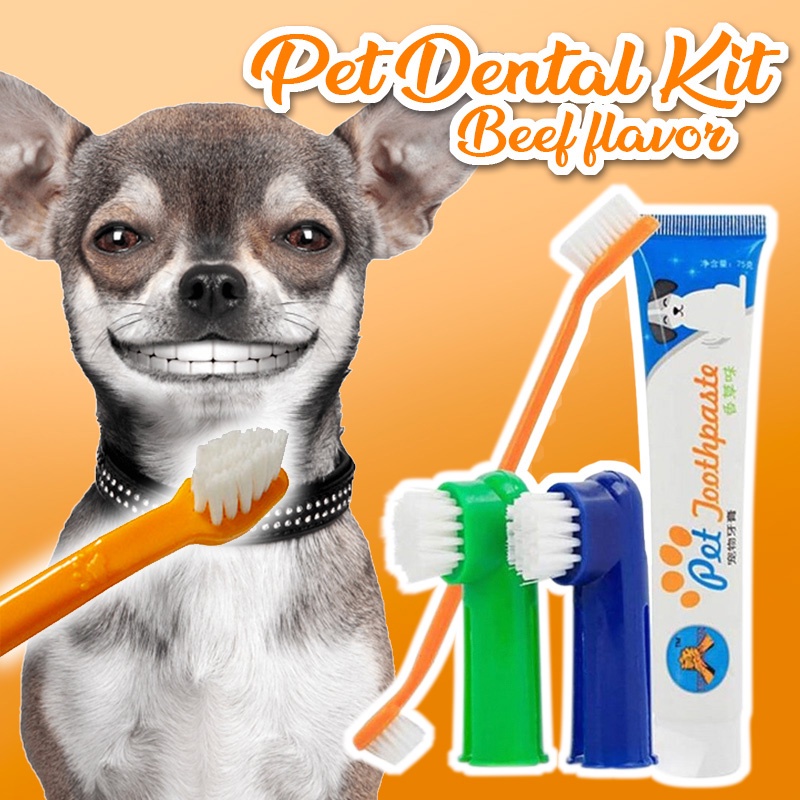 COD Pet Brushing Set Cat Dog Tooth Cavity Cleaning Care Remove Bad