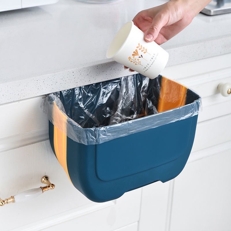 Kitchen Door Hanging Folding Mini Trash Can, Small Folding