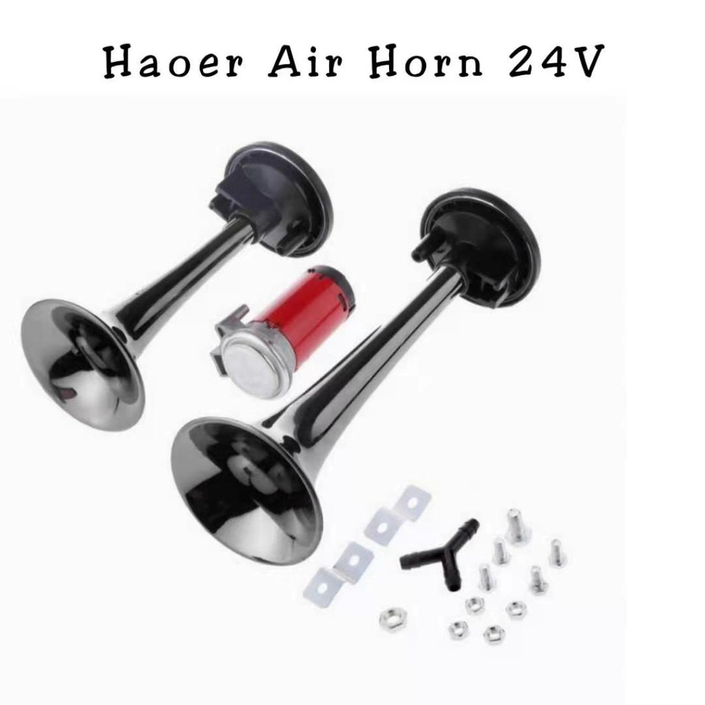 OAPC 24V HAOER HORN SUPER LOUD DUAL TRUMPET AIR HORN KIT WITH