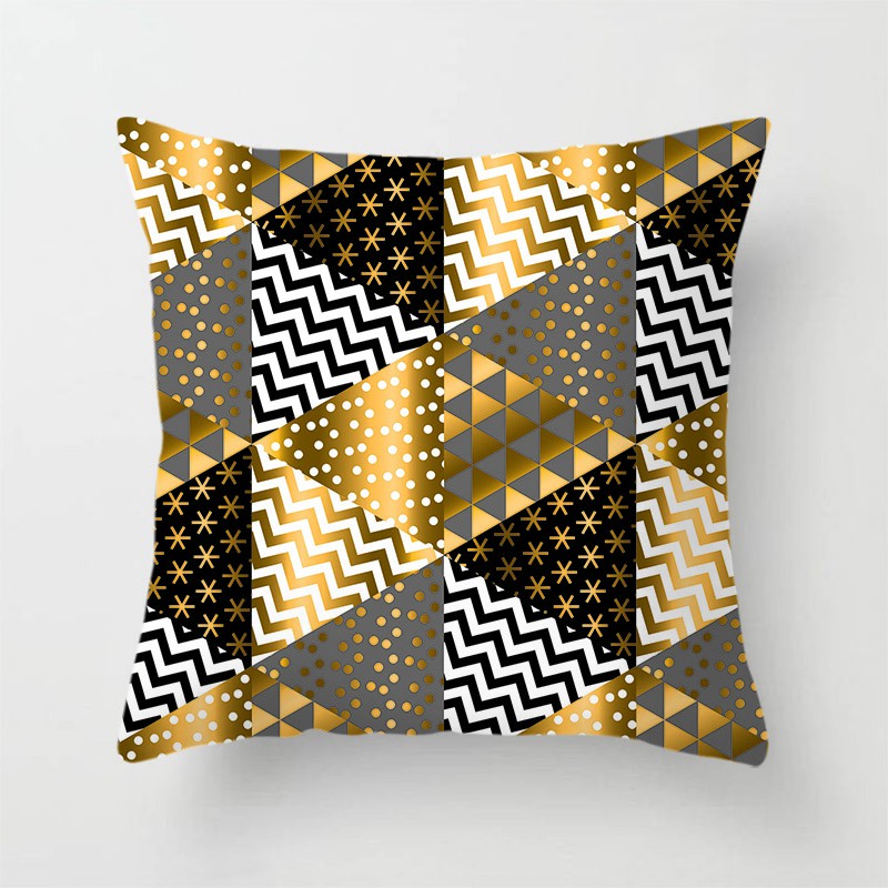 Gold Pattern Sofa Pillow Cover Peach Velvet Printed Home Decoration