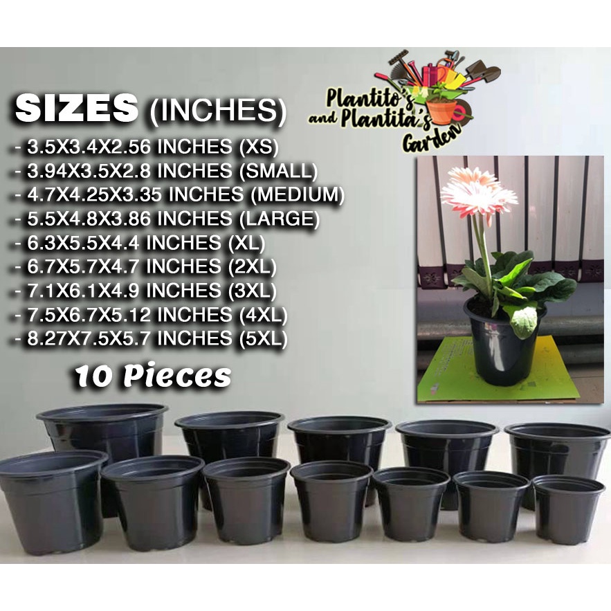 10 Pcs BLACK Pot INCHES Plastic Plants Nursery Pot/Pots Seedlings