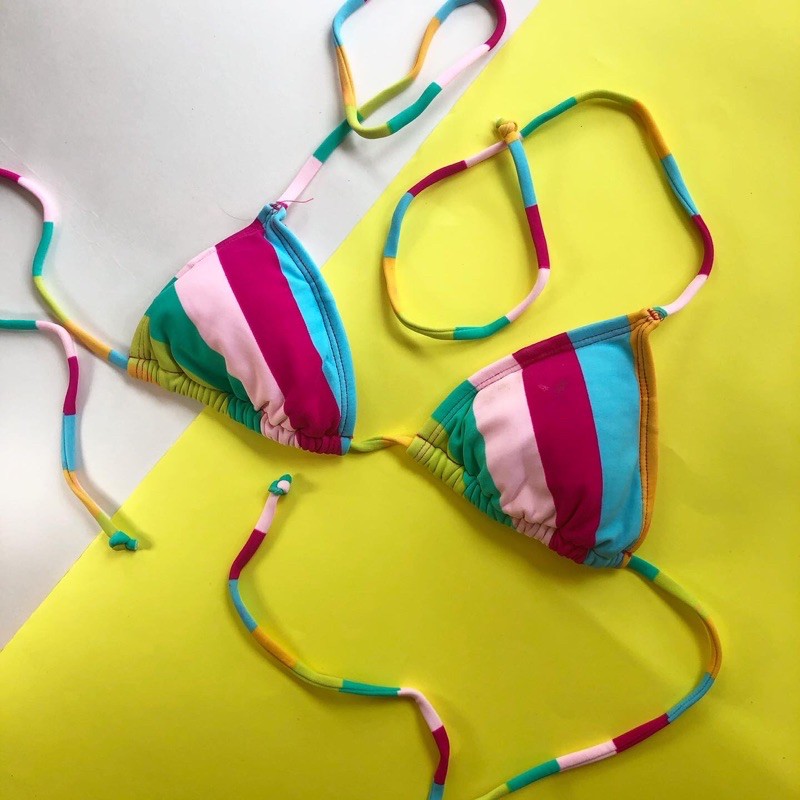 Colorful multicolor rainbow bikini triangle top Shopee Philippines