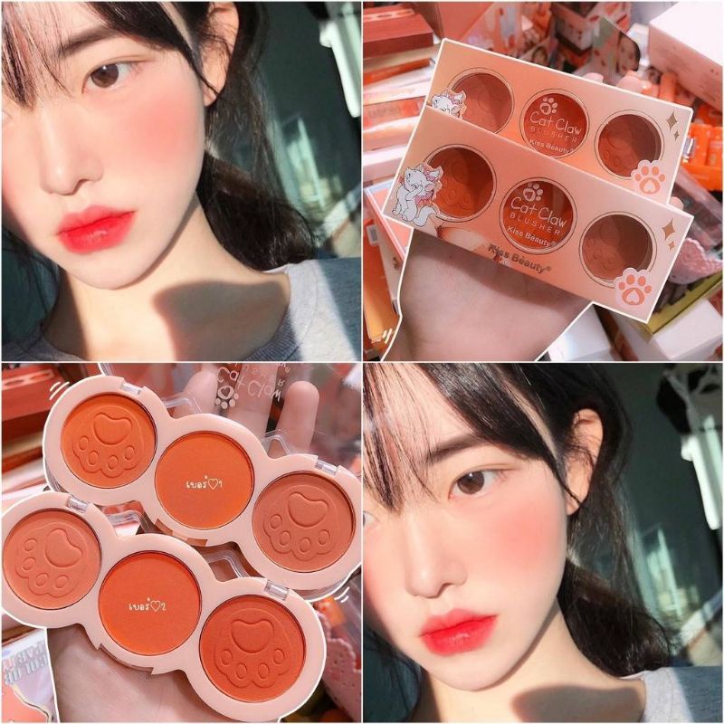 Blush Kiss Beauty Blusher 3 Channels Cute Cat Shape. Shopee Philippines
