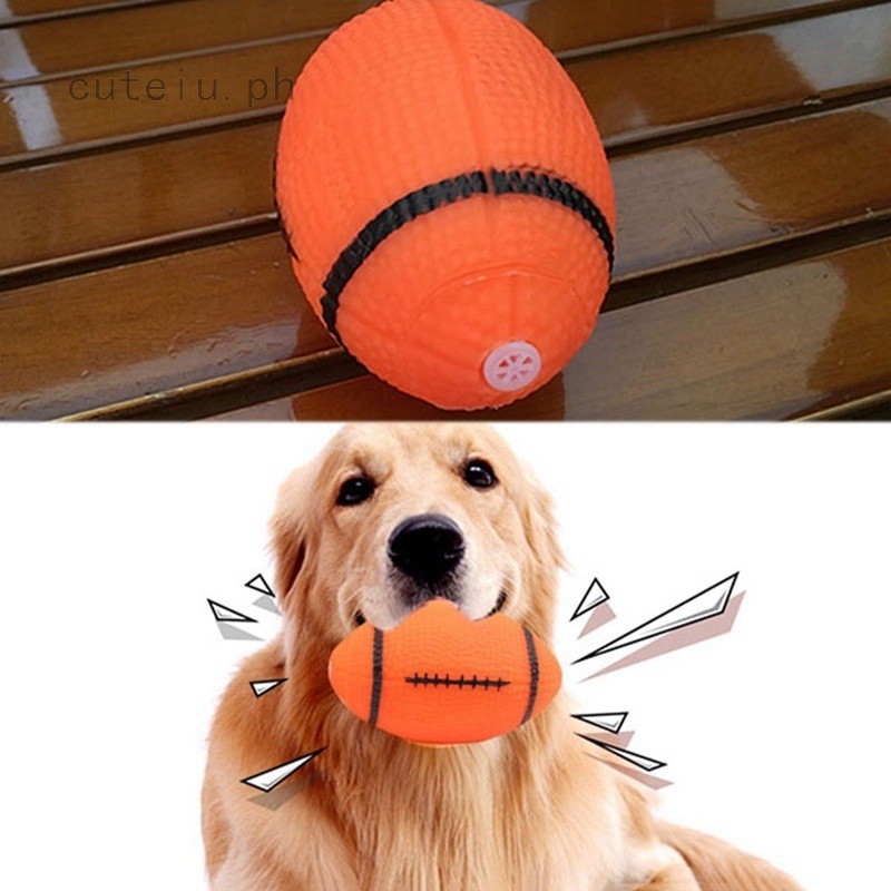 1pc Squeaky Dog Toy for Pet Dog Chew Toy Football Shape Rubber Squeaky