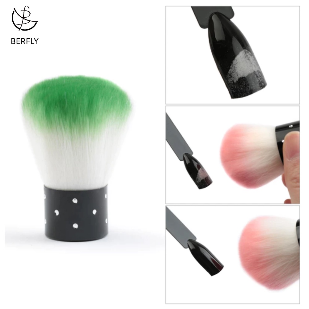 Berfly Soft Nail Duster and Cleaner Brush Mini Stainless Steel Handle