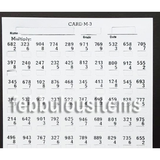 Window Card /pc level 3 Addition Subtraction Multiplication Division