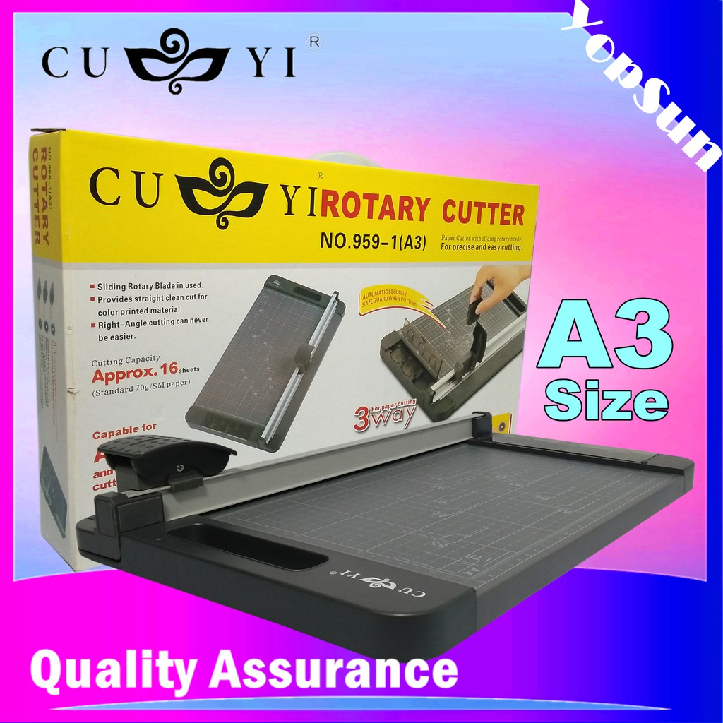 Rotary Paper Cutter A3 Size 【 3 Way (Straight, Perforated, Wavy) 】 Cuyi