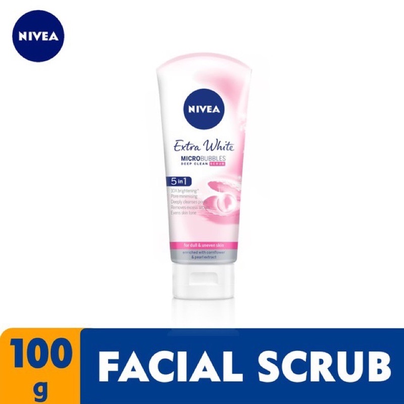 NIVEA Face Cleanser Extra White 5in1 Deep Clean Scrub, 100g Shopee