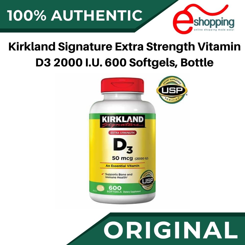 Kirkland Signature Extra Strength Vitamin D3 2000 I.U. 600 Softgels, Bottle Shopee Philippines