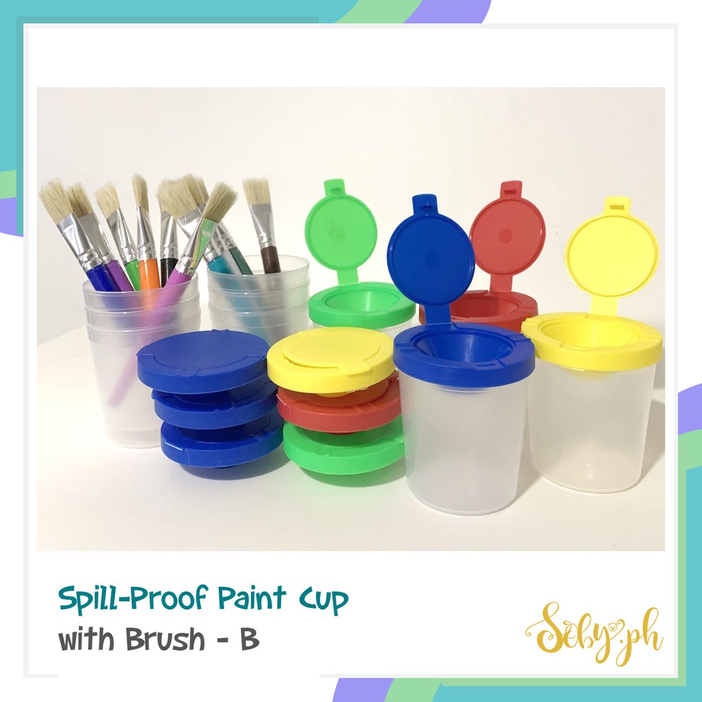 SOBY PH 1 PAIR SpillProof Paint Cup with Brush Spill Proof Paint Cups