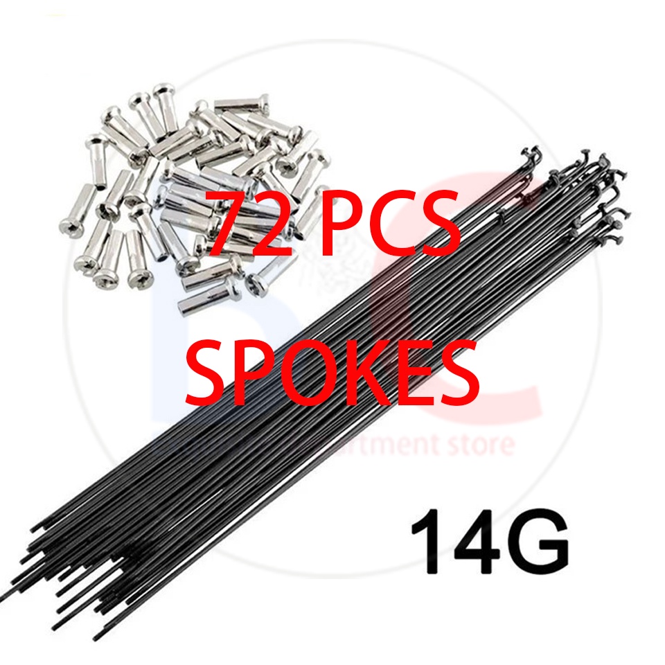 72PCS Bicycle Galvanized Spokes and Stainless Nipple Rayos for Rim Size 26er 27.5er 29er MTB