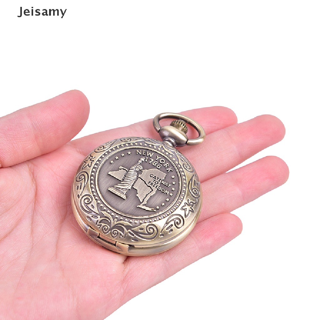 [Jei] Vintage Bronze Compass Design Pocket Watch Retro Pocket Watch