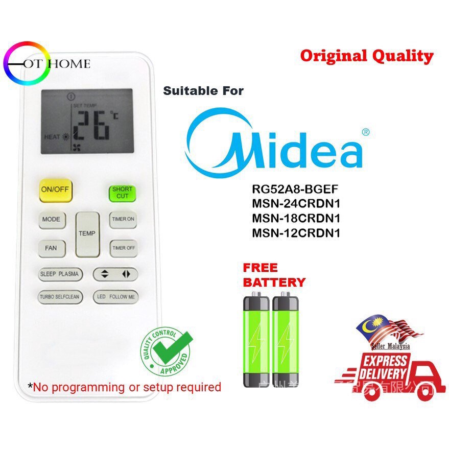 Midea air conditioning conditioner aircon remote control RG52A8BGEF