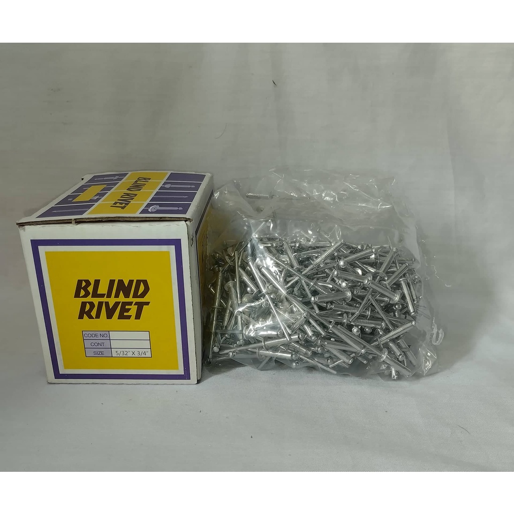 Blind Rivets (per box) 1/8 x3/4, 1/8 x 1/2, 5/32 x 3/4, 5/32 x 1/2, 3/