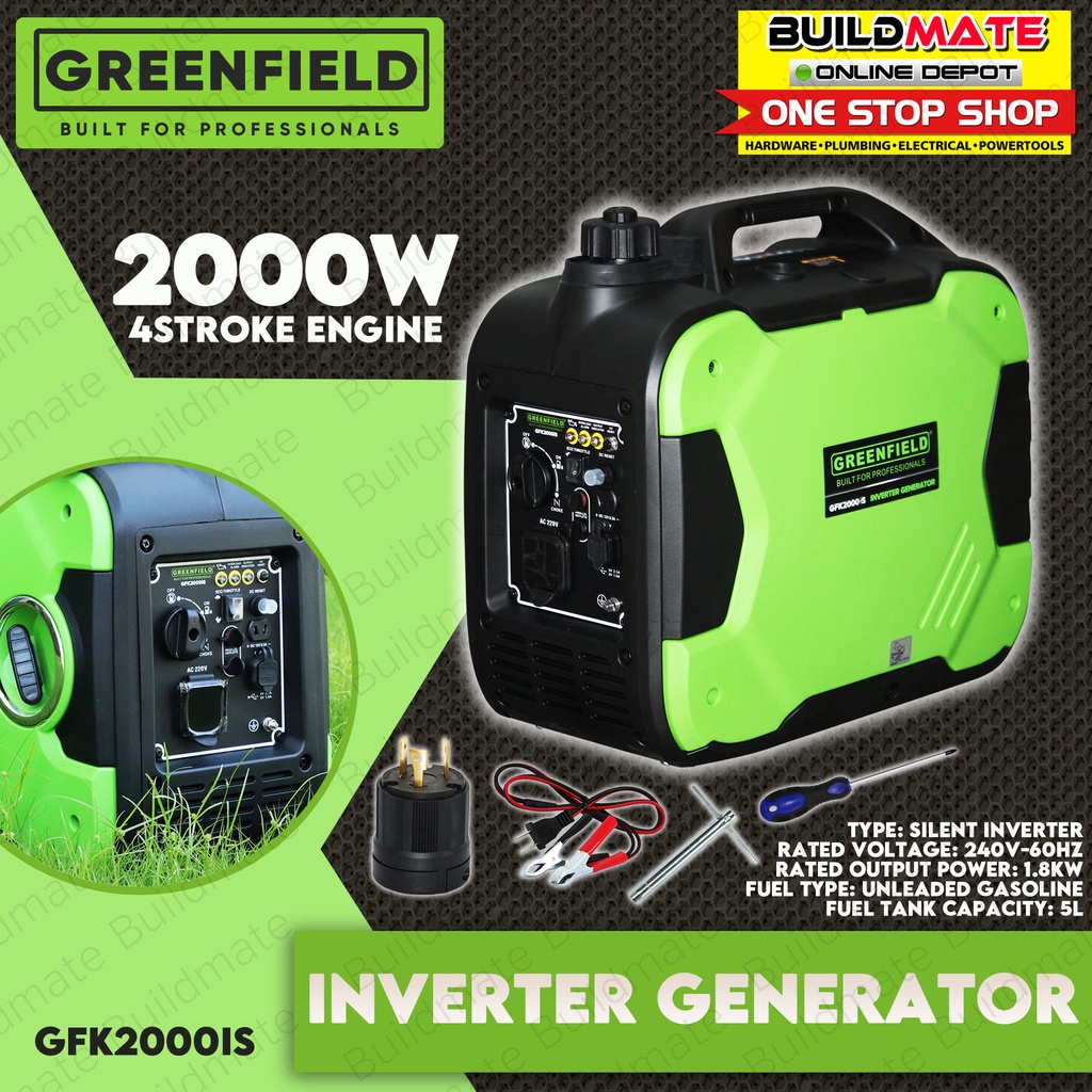 GREENFIELD 2KVA Inverter Gasoline Generator GENSET 2000W 60HZ SMART RPM GFK2000IS •BUILDMATE