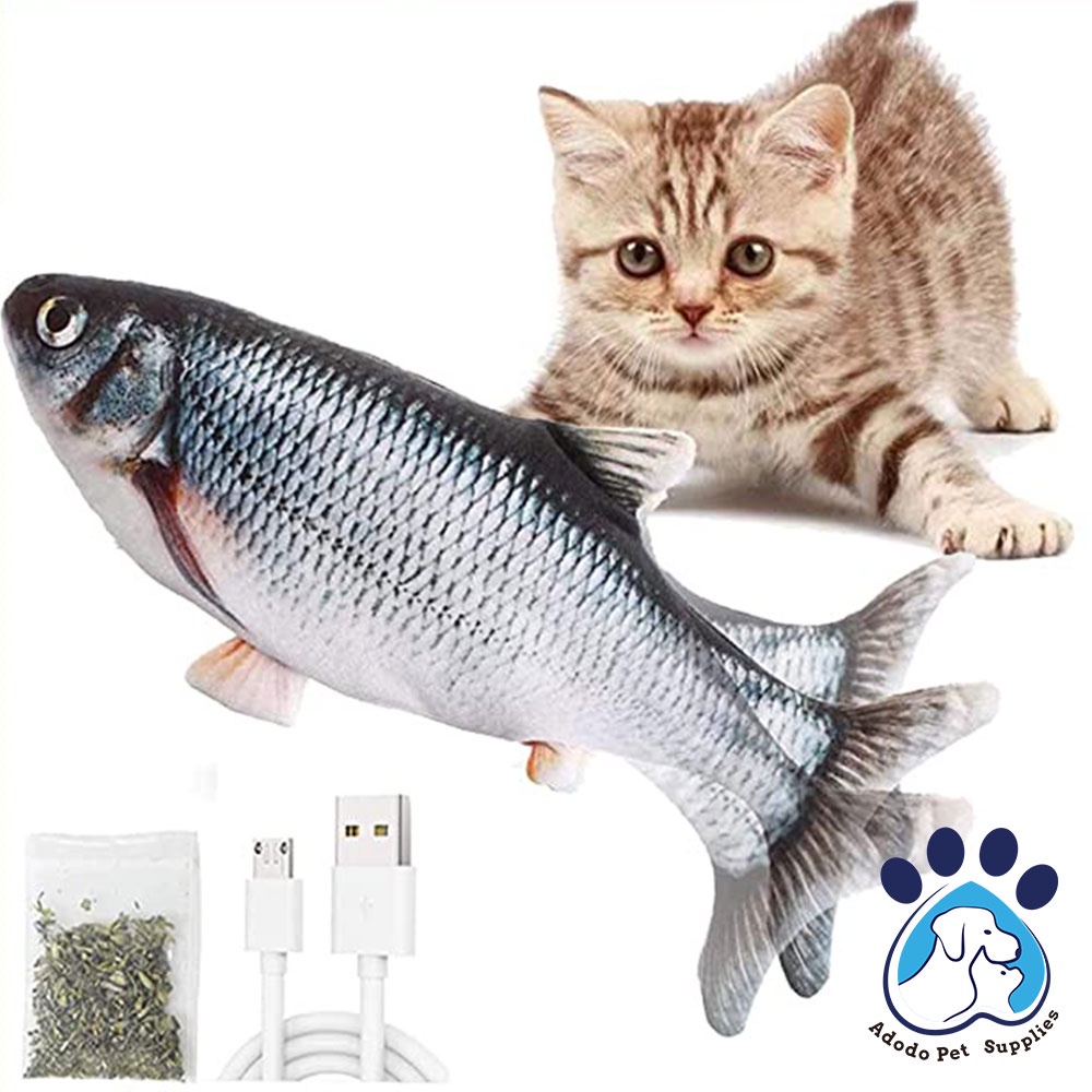 Adodo pets Floppy Fish Cat Toy, Flopping Cat Kicker Fish Toys, USB