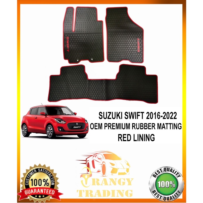 Suzuki Swift 2016 to 2022 OEM Premium Rubber Matting Red Lining 2017