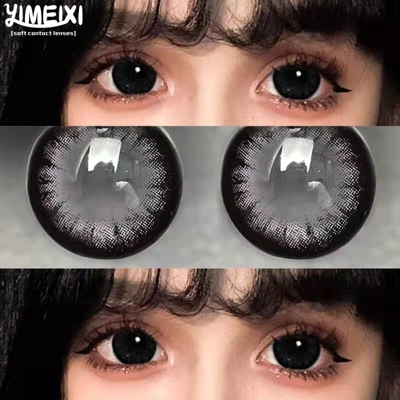 Yimeixi Contact Lenses 2 Pieces Black Large Diameter Doll Eyes 14.5mm