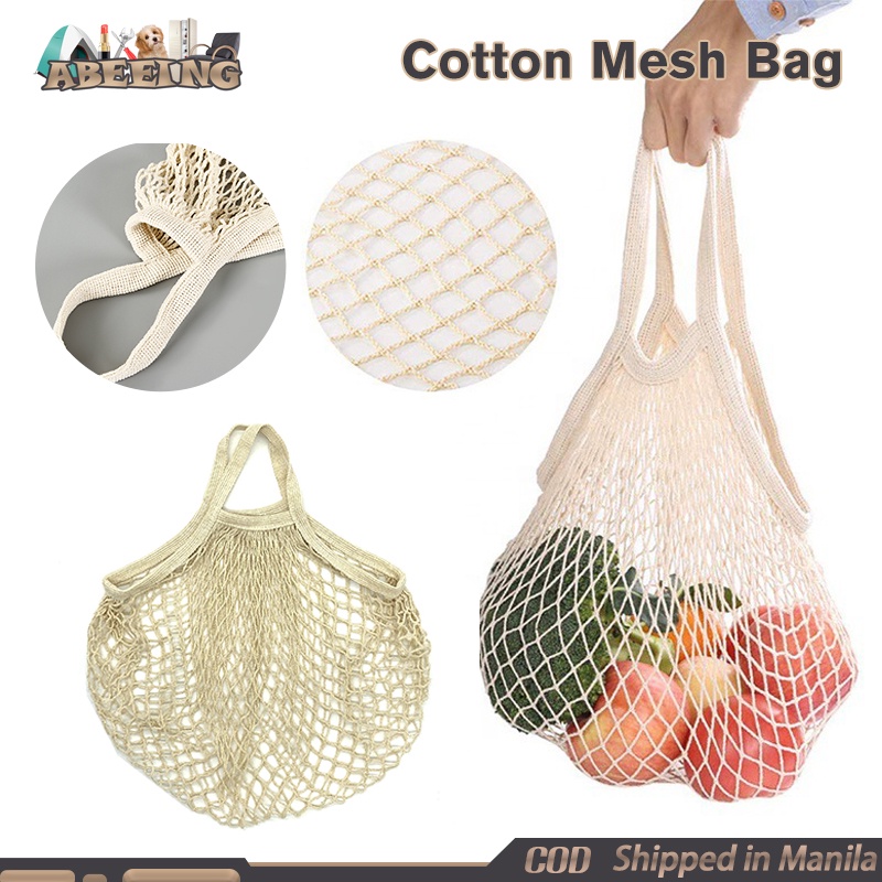 Portable Net Bag Shopping Mesh Bags Reusable Cotton Mesh Grocery Bags
