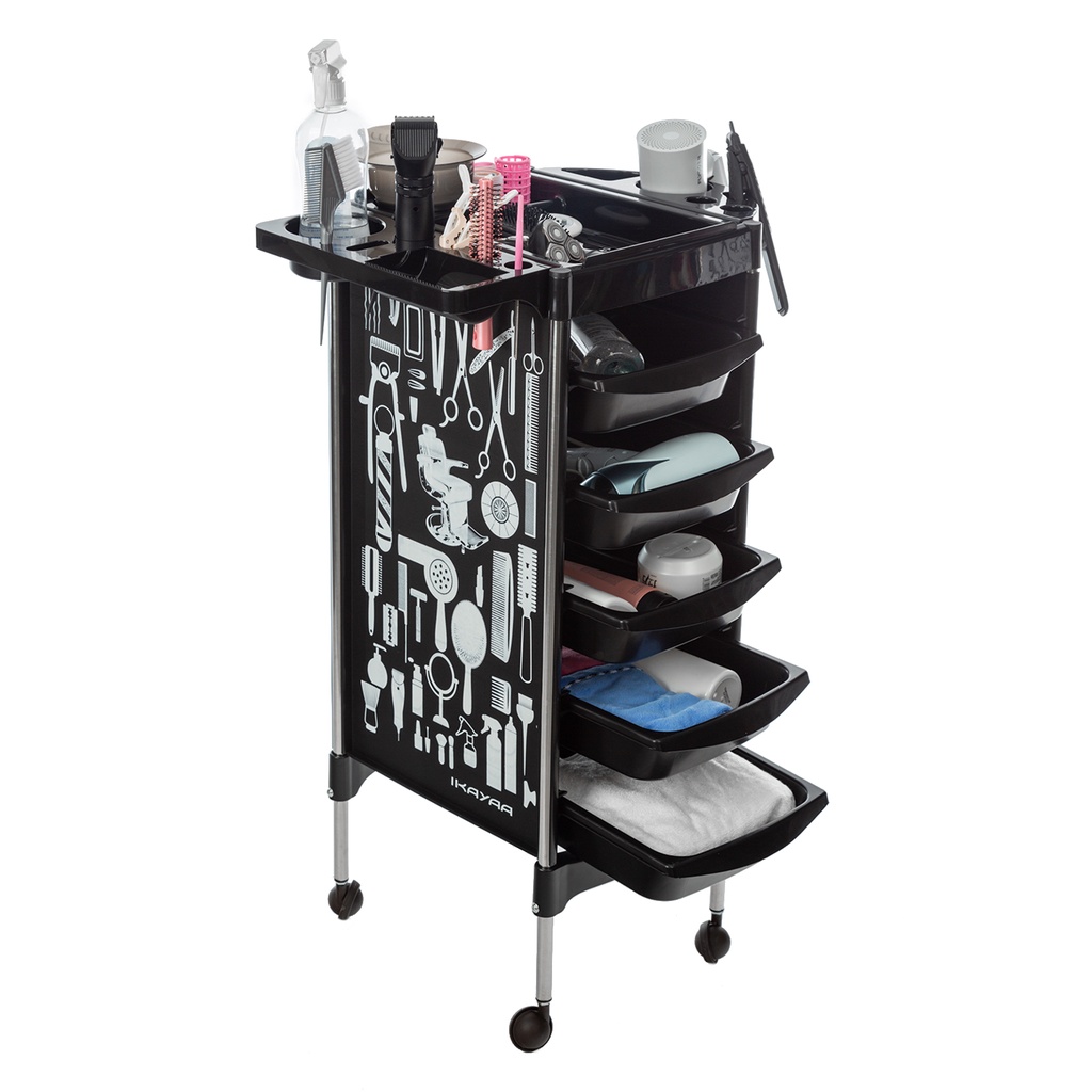 Salon Trolley Rolling Cart Hairdressing Tray with 5 Drawers Barber