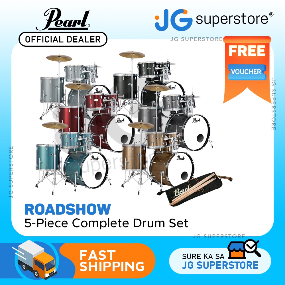Pearl RS525SCC Roadshow 5Piece Complete Drum Set with Cymbals JG