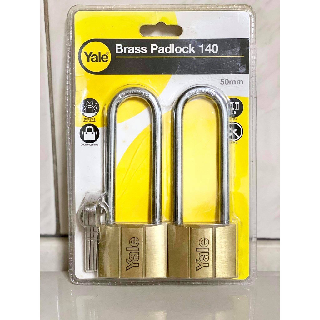 Yale Brass Padlock Long Shackle Key Alike 2 Pieces, Avail in 30mm, 40mm
