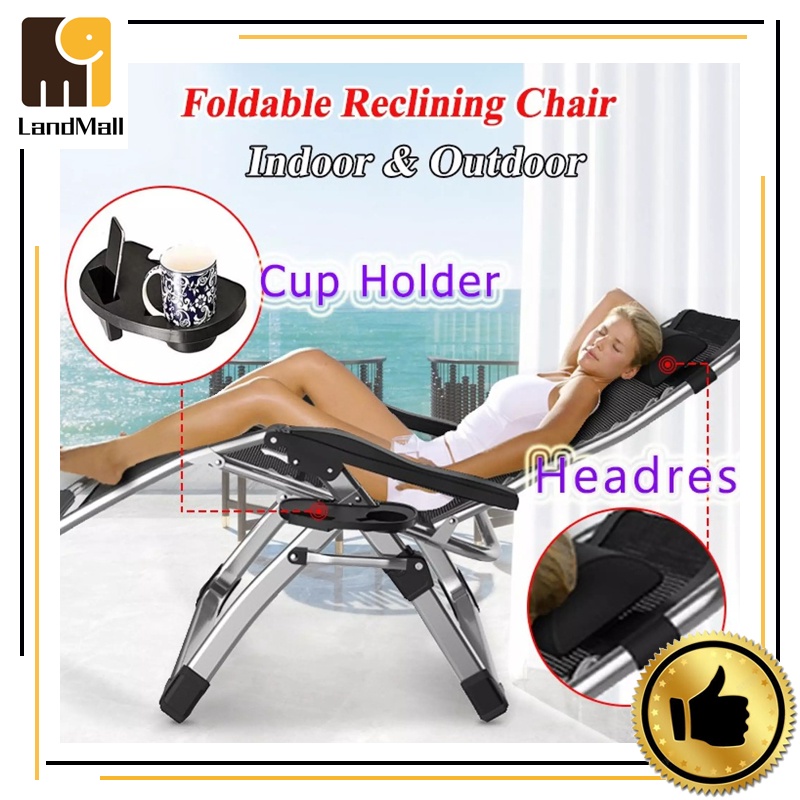 LandMall Reclining Chair Arm Chair Carbon Steel Foldable Chair Beach