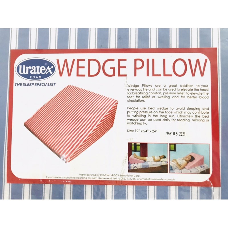Uratex Wedge Pillow 12” x 24” x 24” Medium (Color varies) Shopee