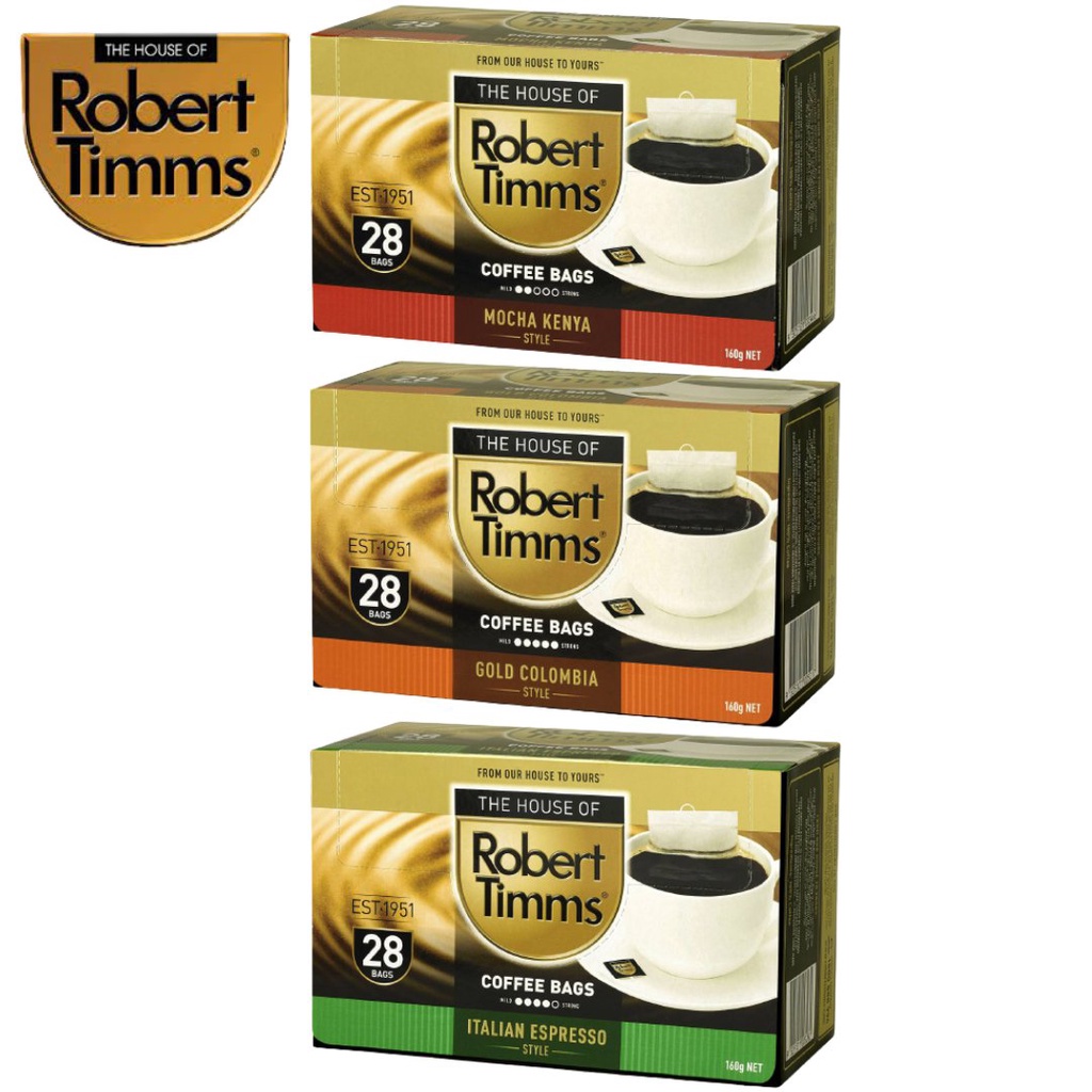 Robert Timms Coffee Bags Box of 28 Individually Wrapped Made in