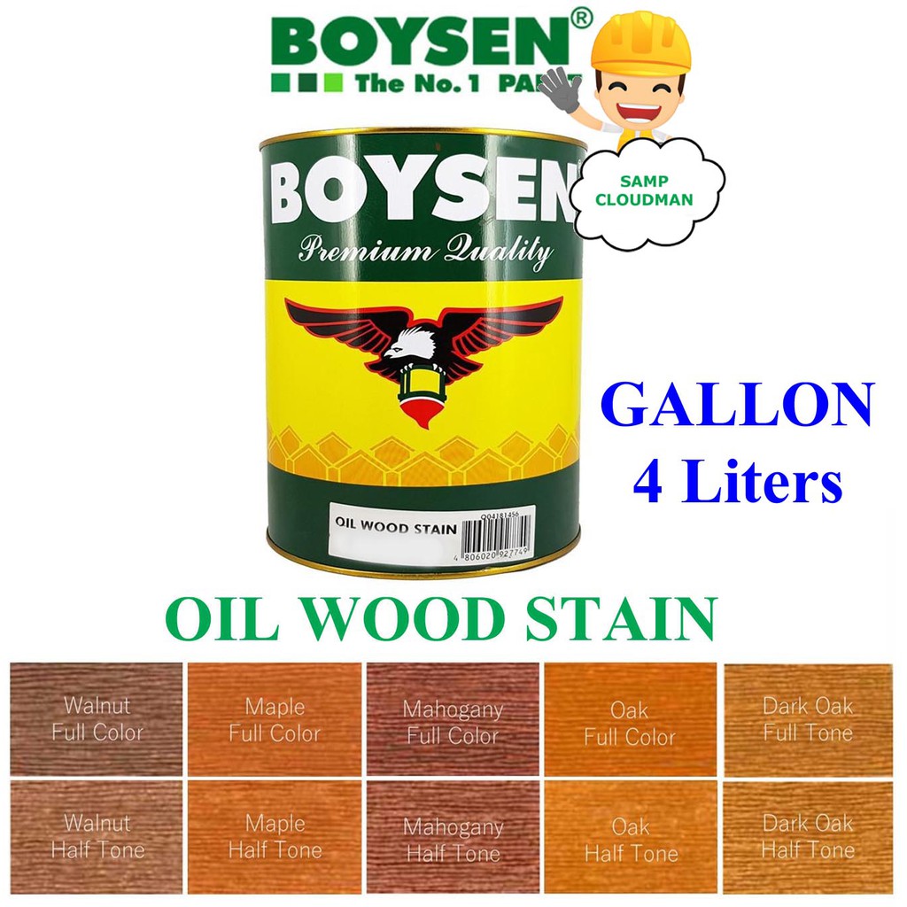 Boysen Oil Wood Stain Gallon Size 4 Liters Walnut Maple Mahogany Clear
