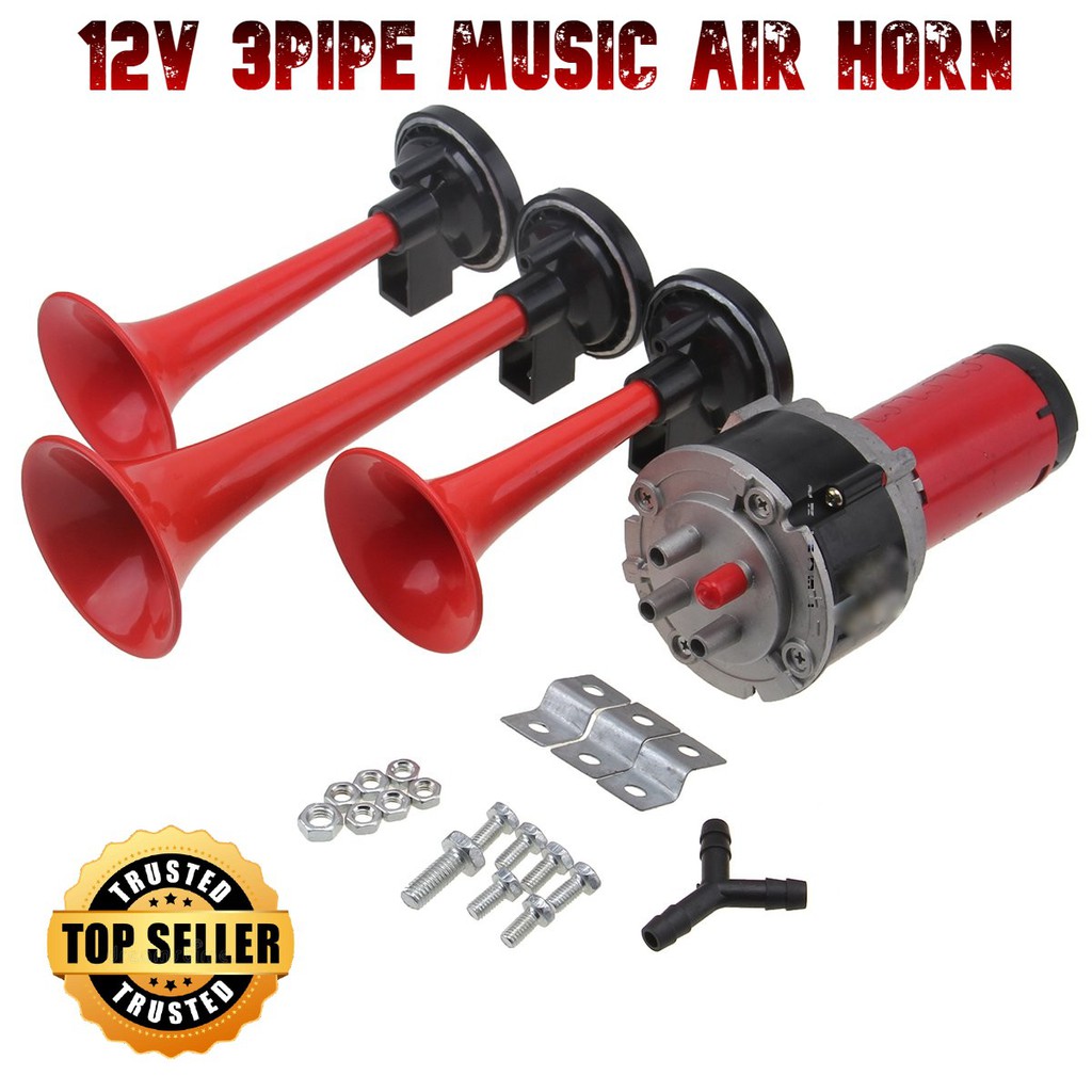 12V Triple Tone Musical Style Air Horns Super Loud Suitable for all types of all 12V Car