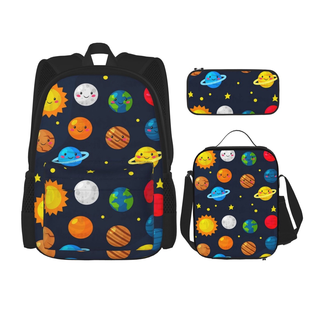 3 in 1 Solar System Cartoon Backpack ThreePiece Cartoon School Bag With Pencil Case