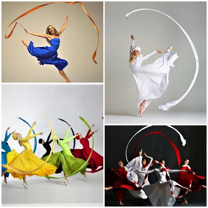 4m Twirl Ribbon+Stick Fiber Church Tambourine Dance Props Ballet