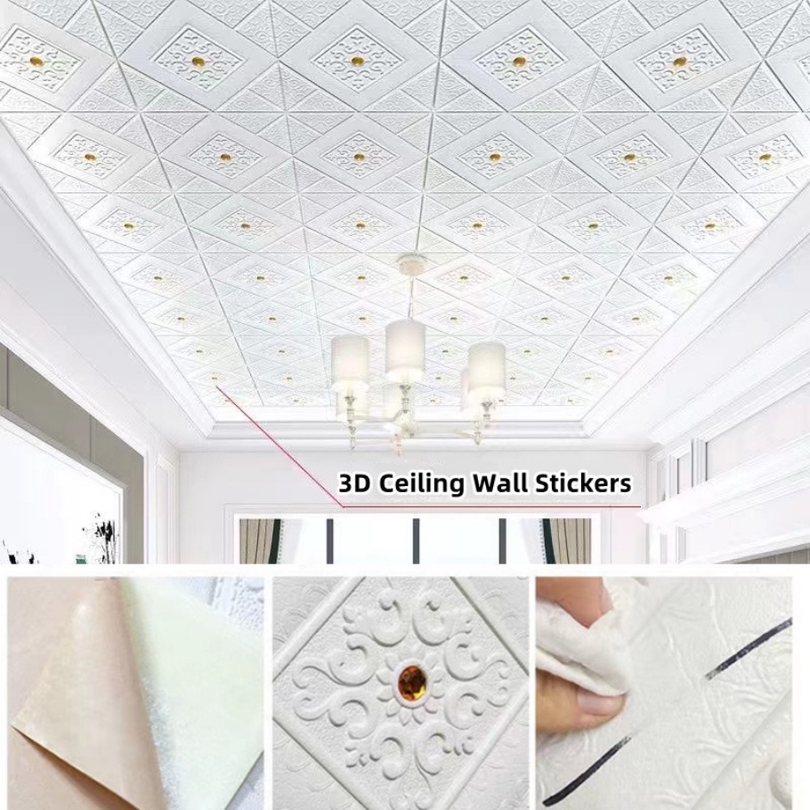 Selfadhesive Foam Wallpaper Roof Ceiling Wallpaper 3D Stereo PVC Wall