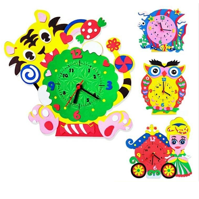 Kid Handmade Animal Learning Clock Puzzle Assembled Kids DIY Eva
