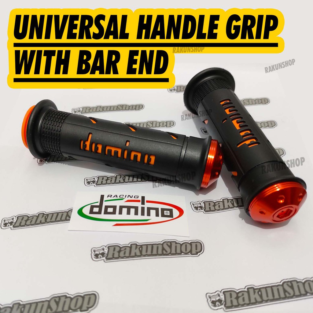 universal motorcycle handle grip with ALLOY bar end ORANGE AND BLACK