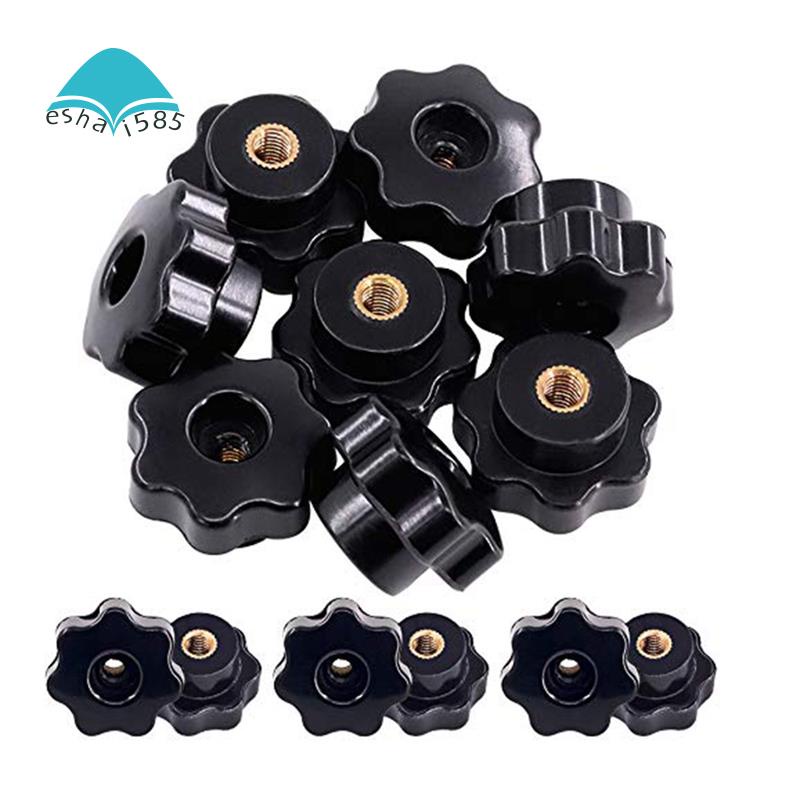 15Pcs M6 Star Knob Clamping Handle Nut Through Hole Set Brass Female