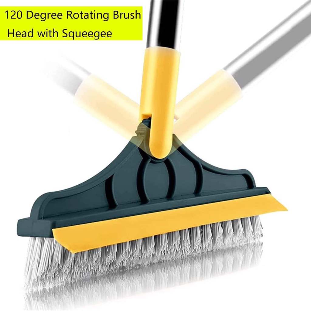 2 In 1 Long Handle Stainless Steel Floor Cleaning Mop Brush Scrub With
