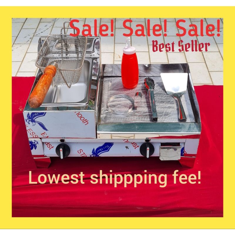 Stainless Burger Grill with Deep Fryer 12x12, Gas type, free ang