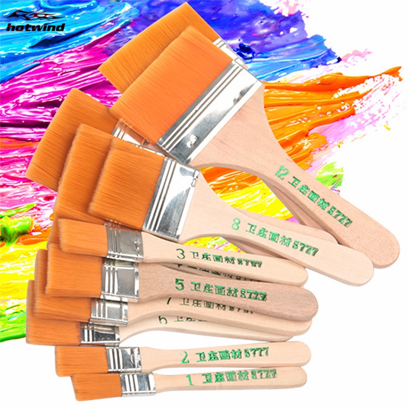 HW Nylon Paint Brush Different Size Wooden Handle Watercolor Brushes
