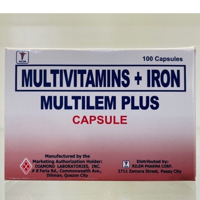 MULTILEM PLUS 100 CAPSULE (Multivitamins + Iron) Shopee Philippines