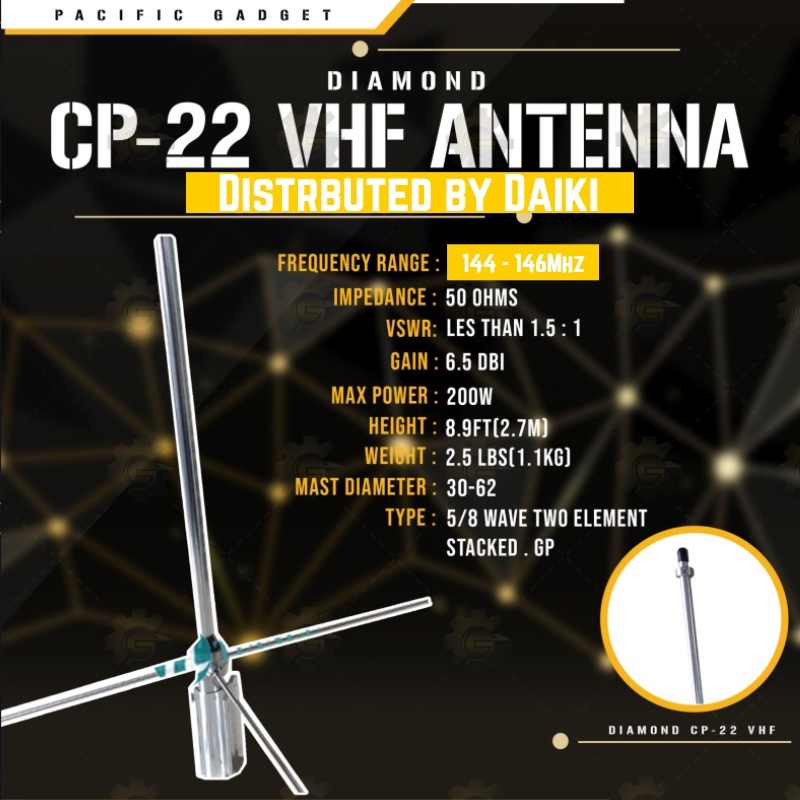 Diamond CP22 VHF antenna base radio center frequency 144 to 146mhz
