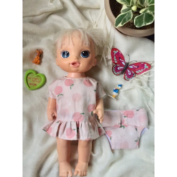 Baby Alive Clothes/ Baby Alive Ruffled Shirt Dress with Matching Diaper